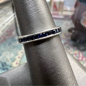 14k White Gold Sapphire 3/4 Way Band